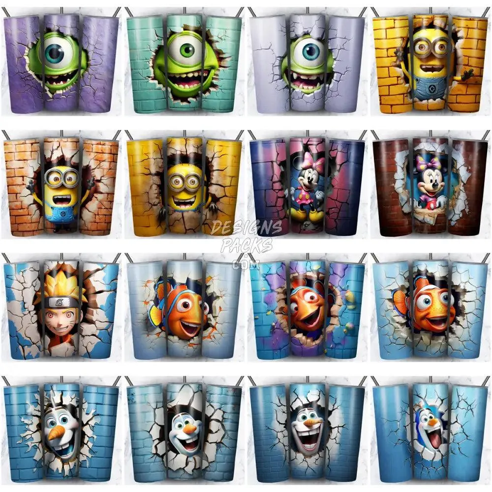 100 CARTOON BROKEN WALL MIX Tumbler Wrap Bundle JPG