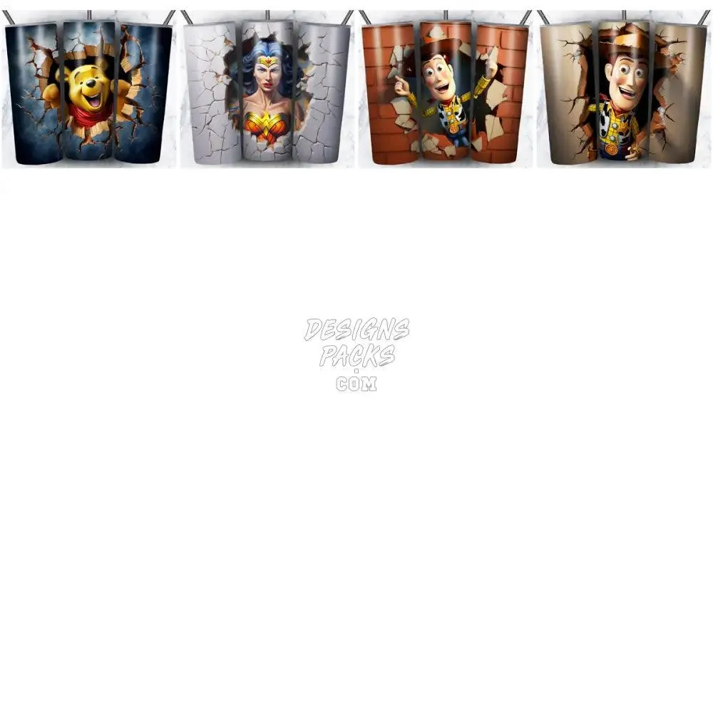 100 CARTOON BROKEN WALL MIX Tumbler Wrap Bundle JPG