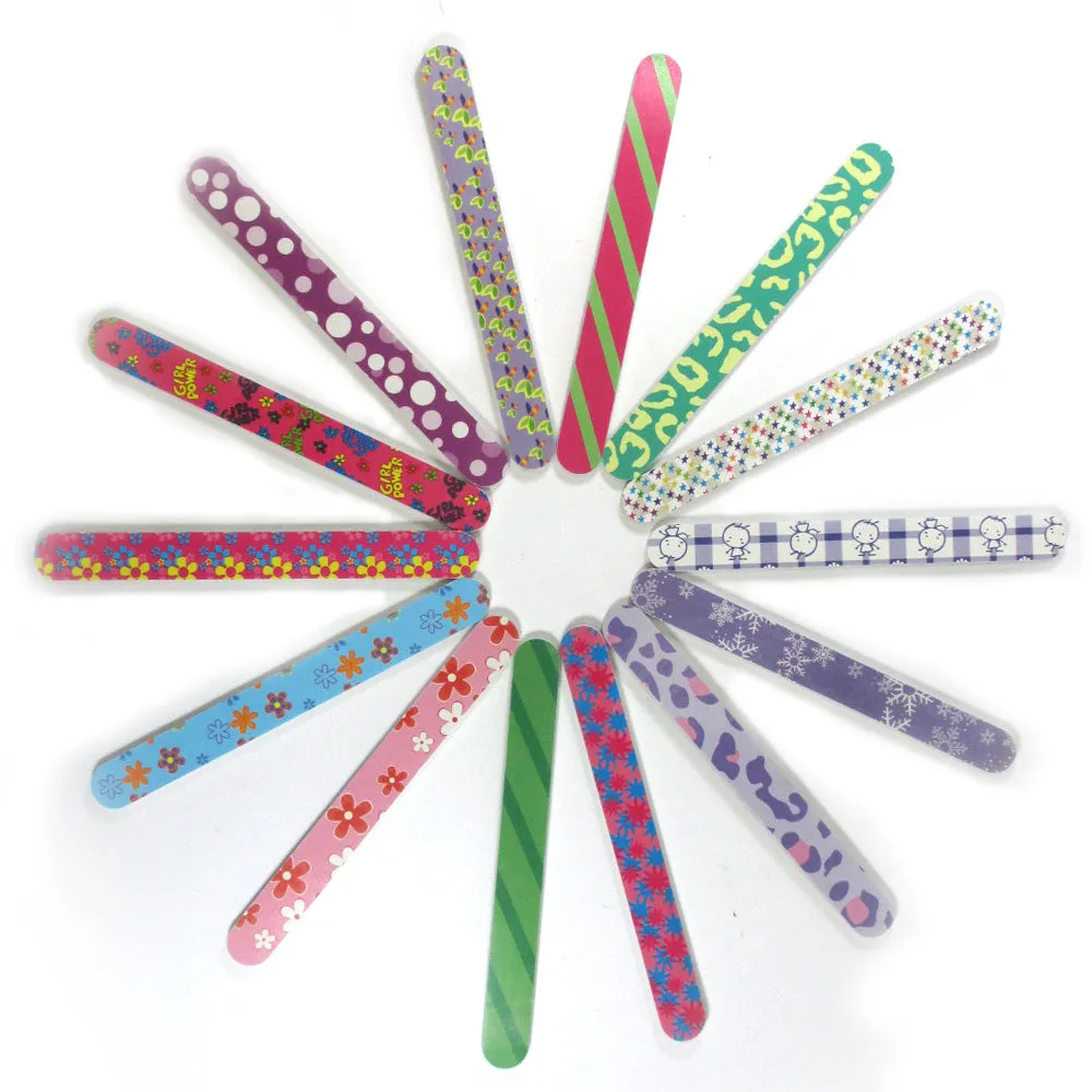 12 Pc Nail Files Double Sided Emery Board Gel Manicure Pedicure Beauty Spa Files