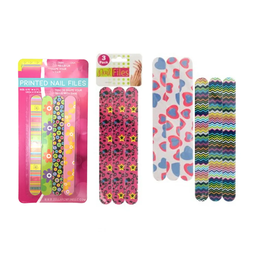 12 Pc Nail Files Double Sided Emery Board Gel Manicure Pedicure Beauty Spa Files