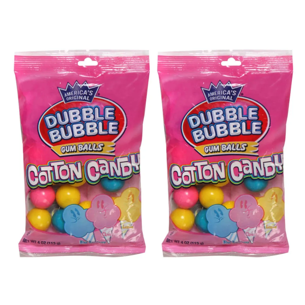 2 BAGS Original Dubble Bubble Gum Balls Cotton Candy Chewing Gum 8oz Gumballs