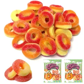 2 Bags Peach Rings Soft Gummy Candy Gummi Sugar Candies Chewy Sweet Fat Free