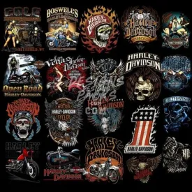 20 Halftone Motorcycle Harley Davidson V1 Designs Bundle PNG