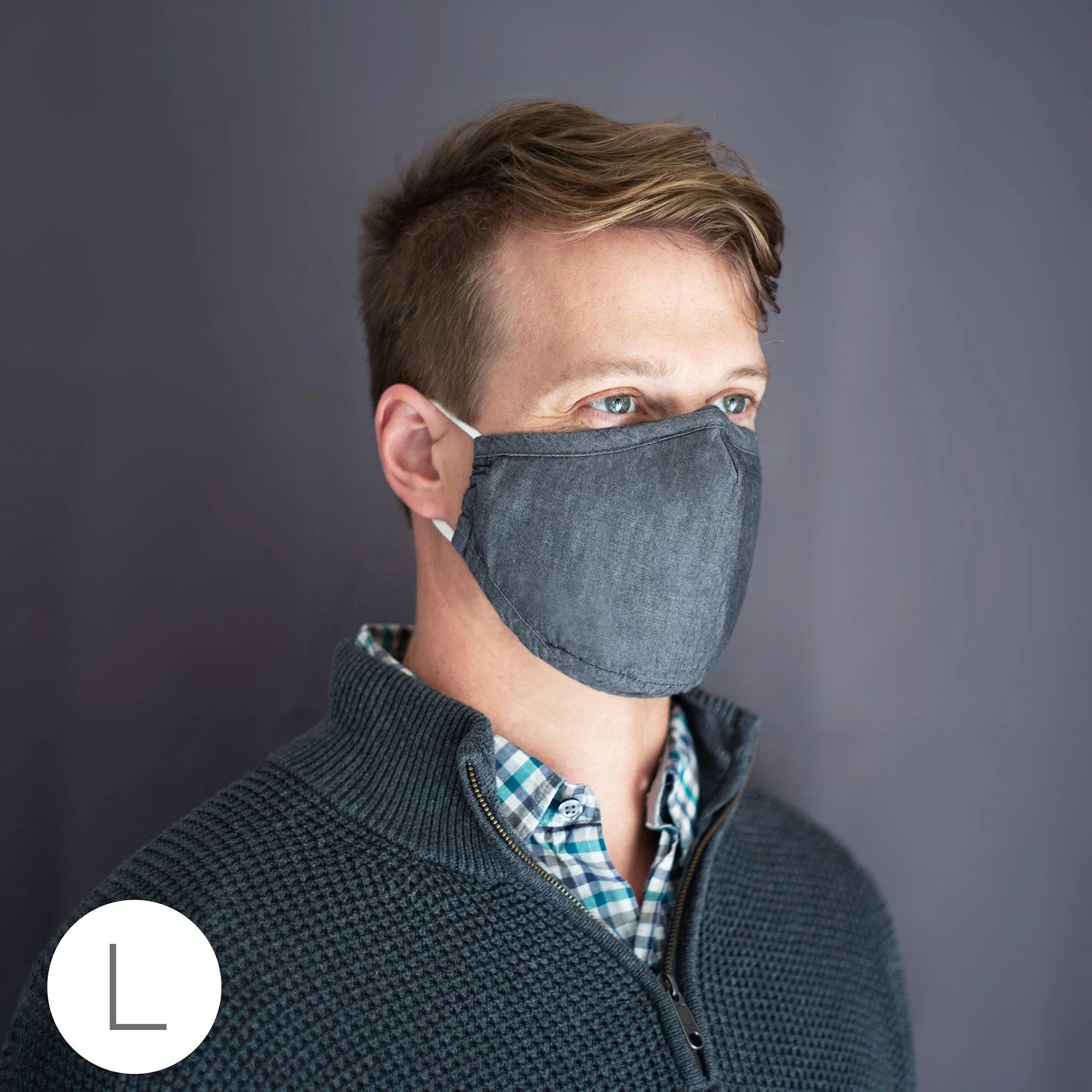 3-Layer Woven Cotton Chambray Face Mask, I Need to Mask, I'm Immunocompromised