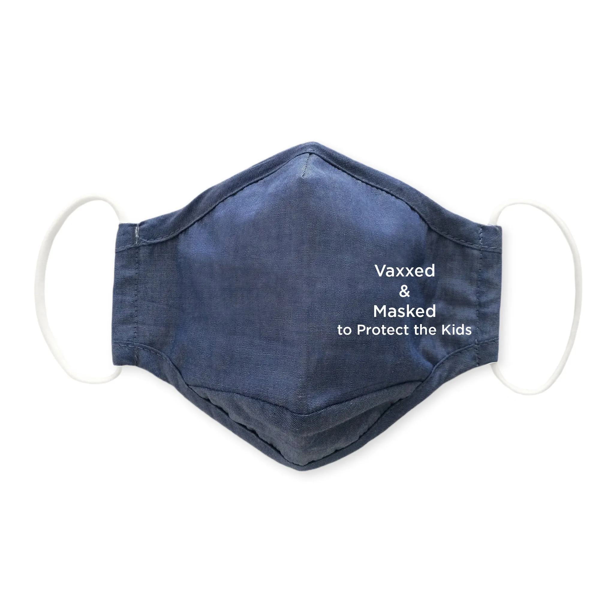 3-Layer Woven Cotton Chambray Face Mask, Vaxxed & Masked to Protect the Kids