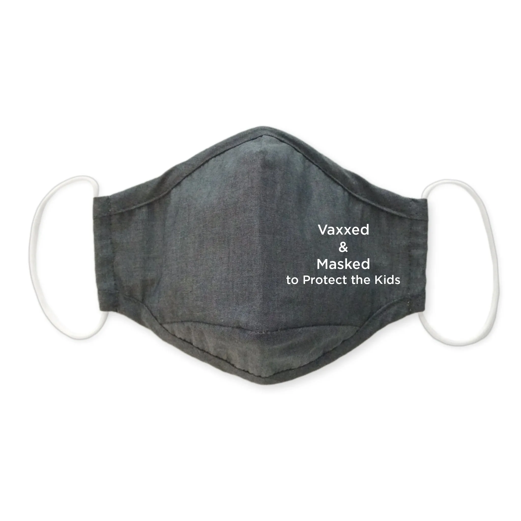 3-Layer Woven Cotton Chambray Face Mask, Vaxxed & Masked to Protect the Kids