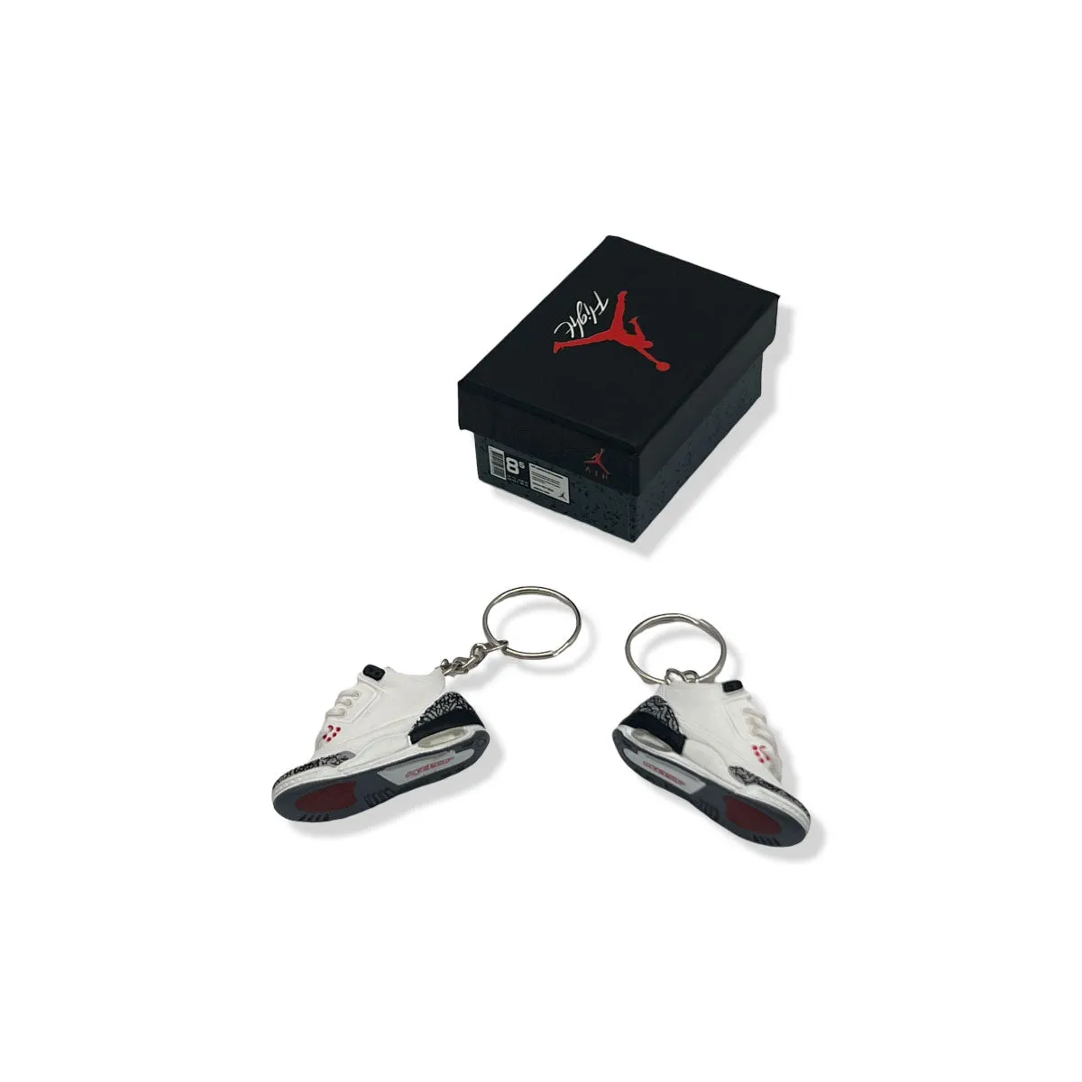 3D Sneaker Keychain- Air Jordan 3 White Cement Pair