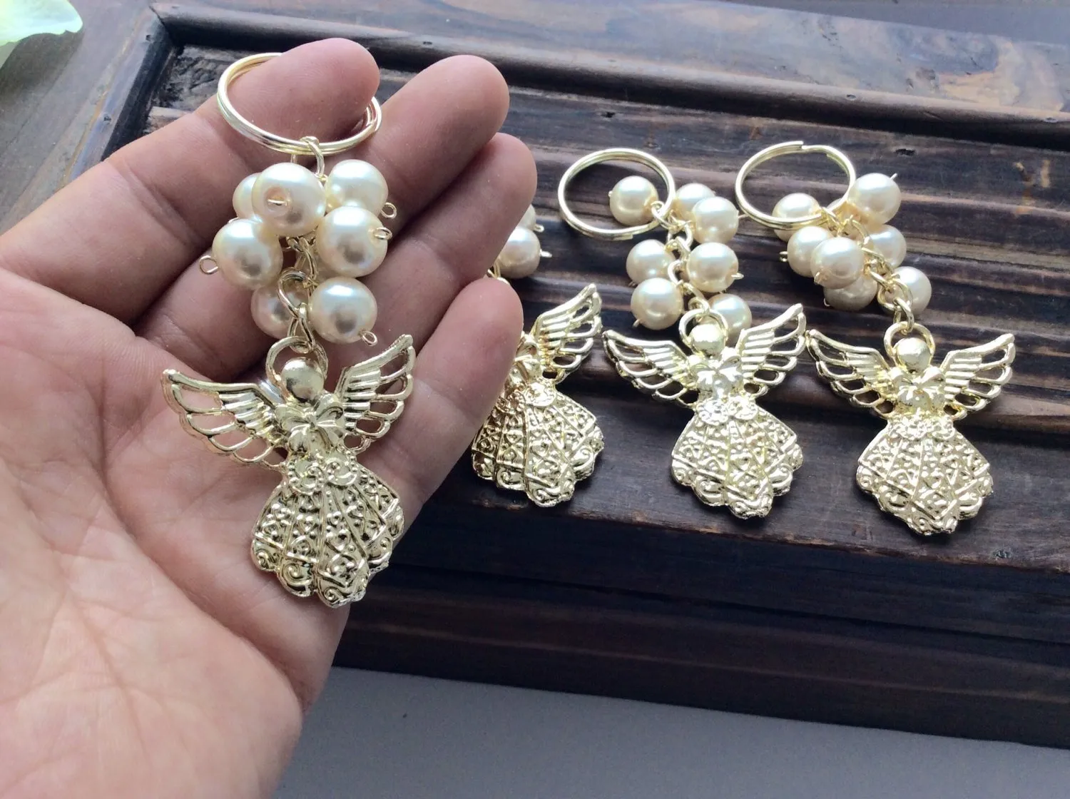 75 pcs keychain angel charm, Wedding favors, Baptism Favors, Communion favors, Recuerditos