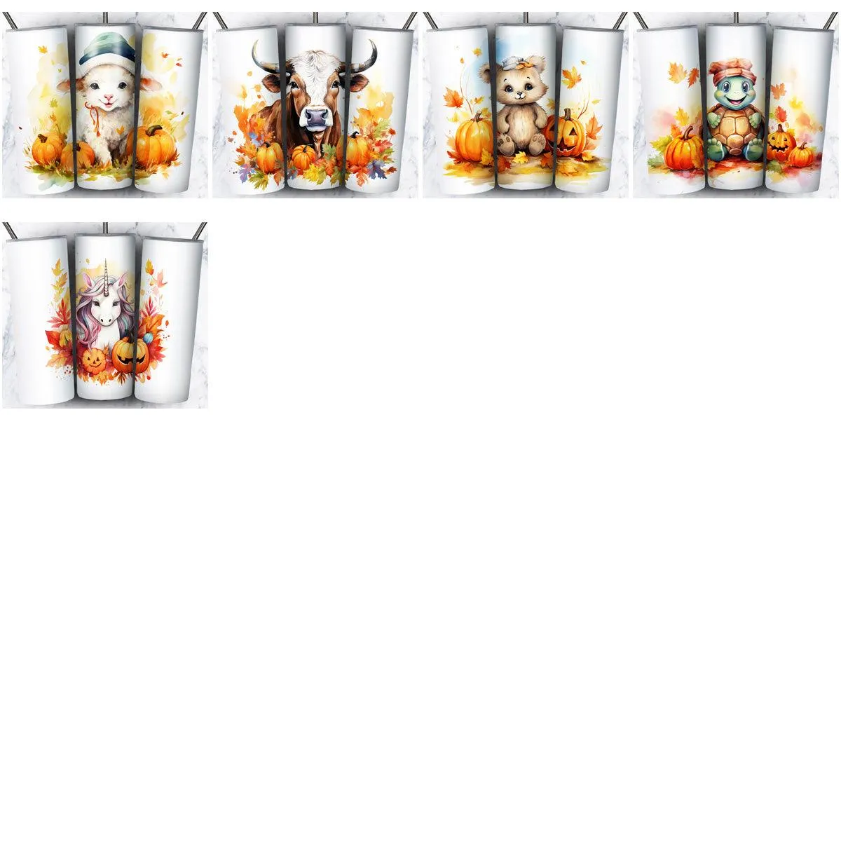 85 Autumn Animals Tumbler Wrap Designs Bundle JPG