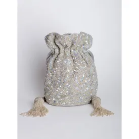 Adora By Ankita Silver Chevron Bucket Bag
