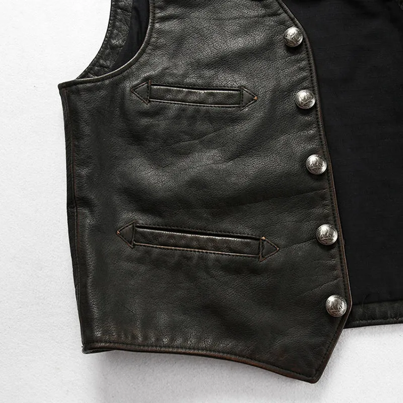 Amekaji Distressed Motorcycle Leather Vest
