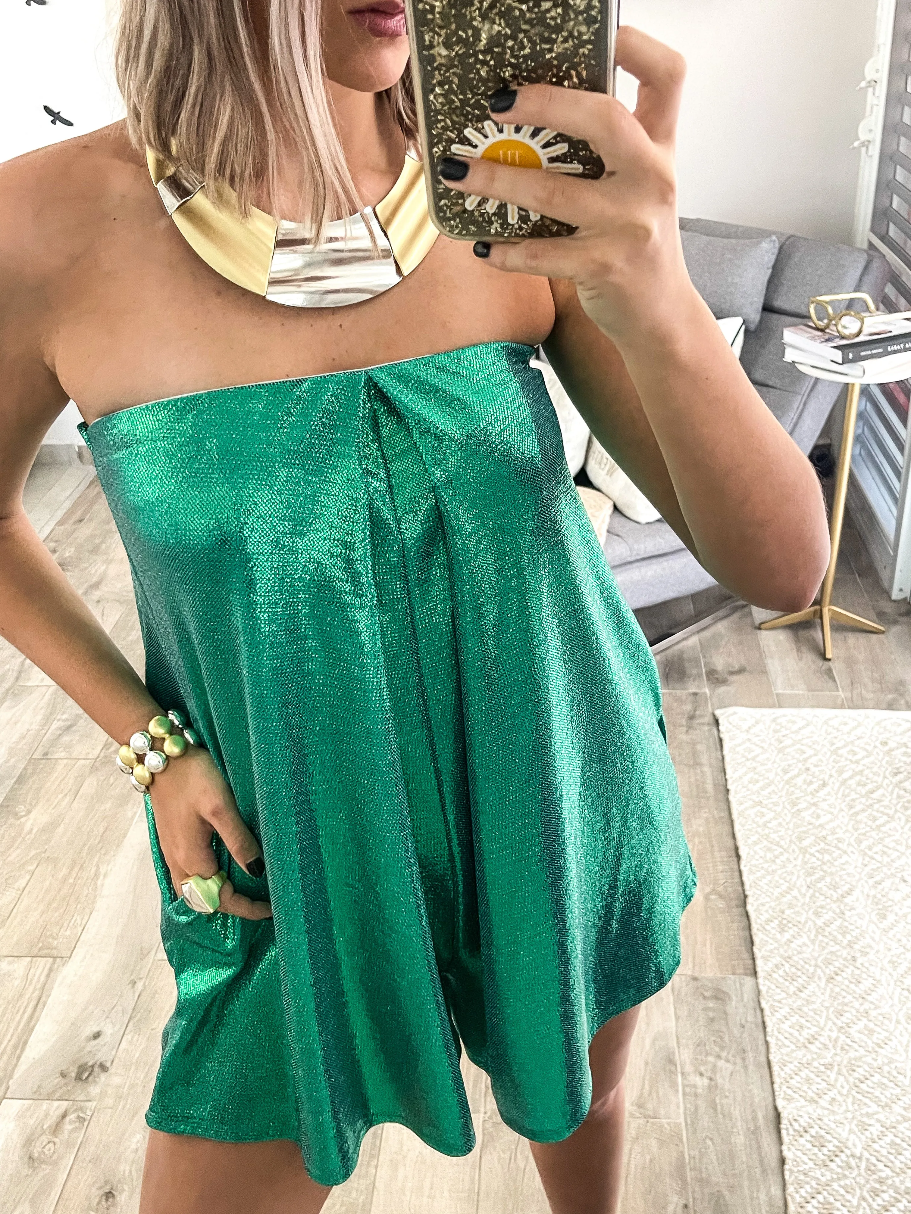 AQUA METALLIC ROMPER