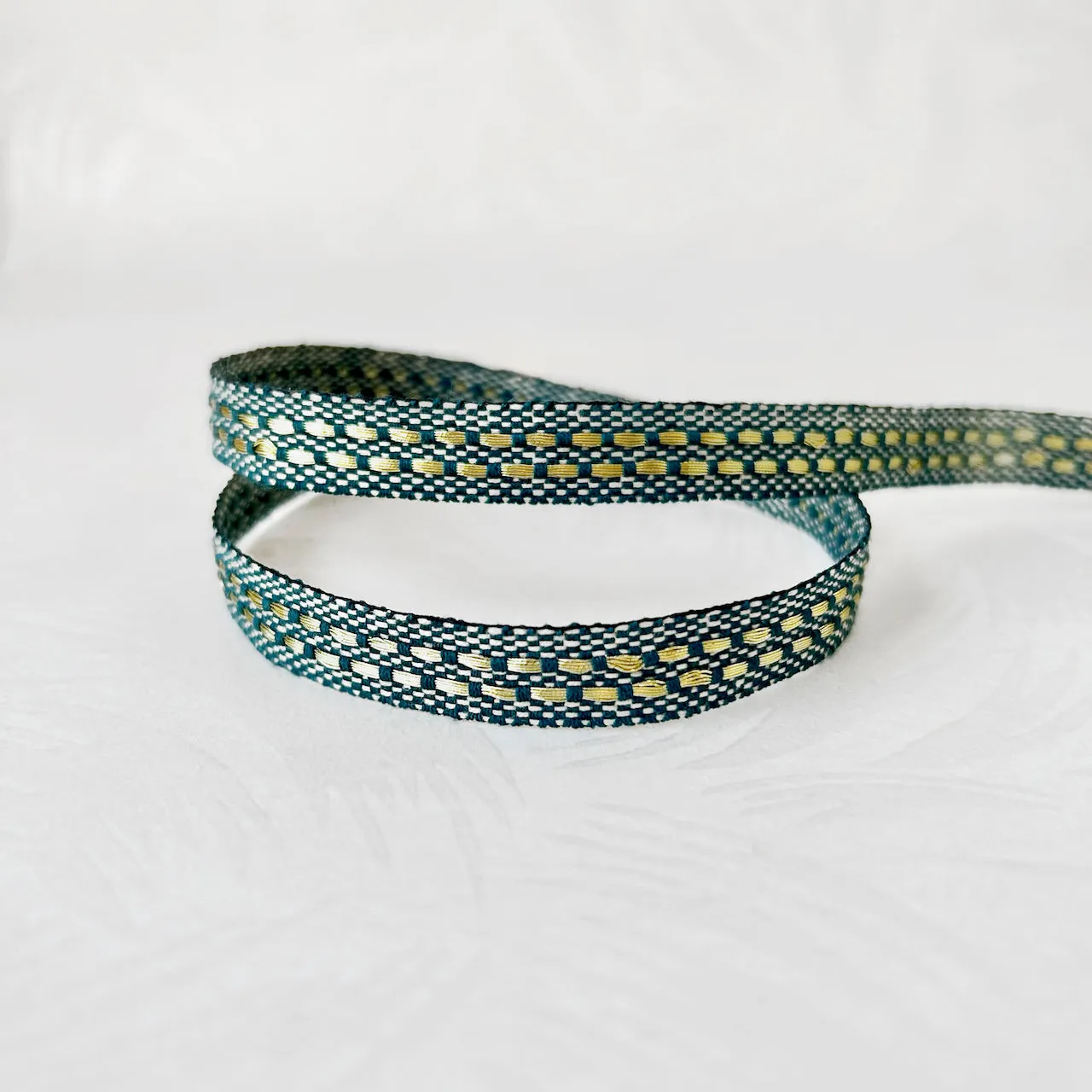 Basket Weave Tape With Metallic Gold Dashes - Multiple Colorways