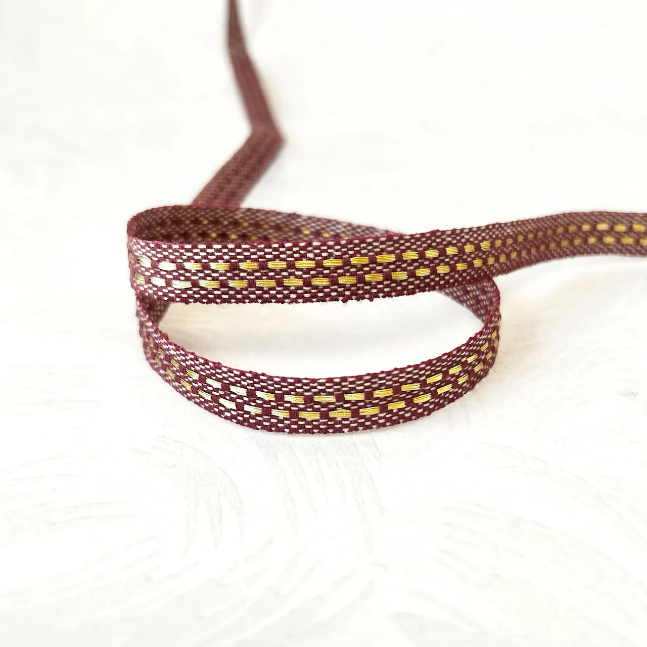 Basket Weave Tape With Metallic Gold Dashes - Multiple Colorways