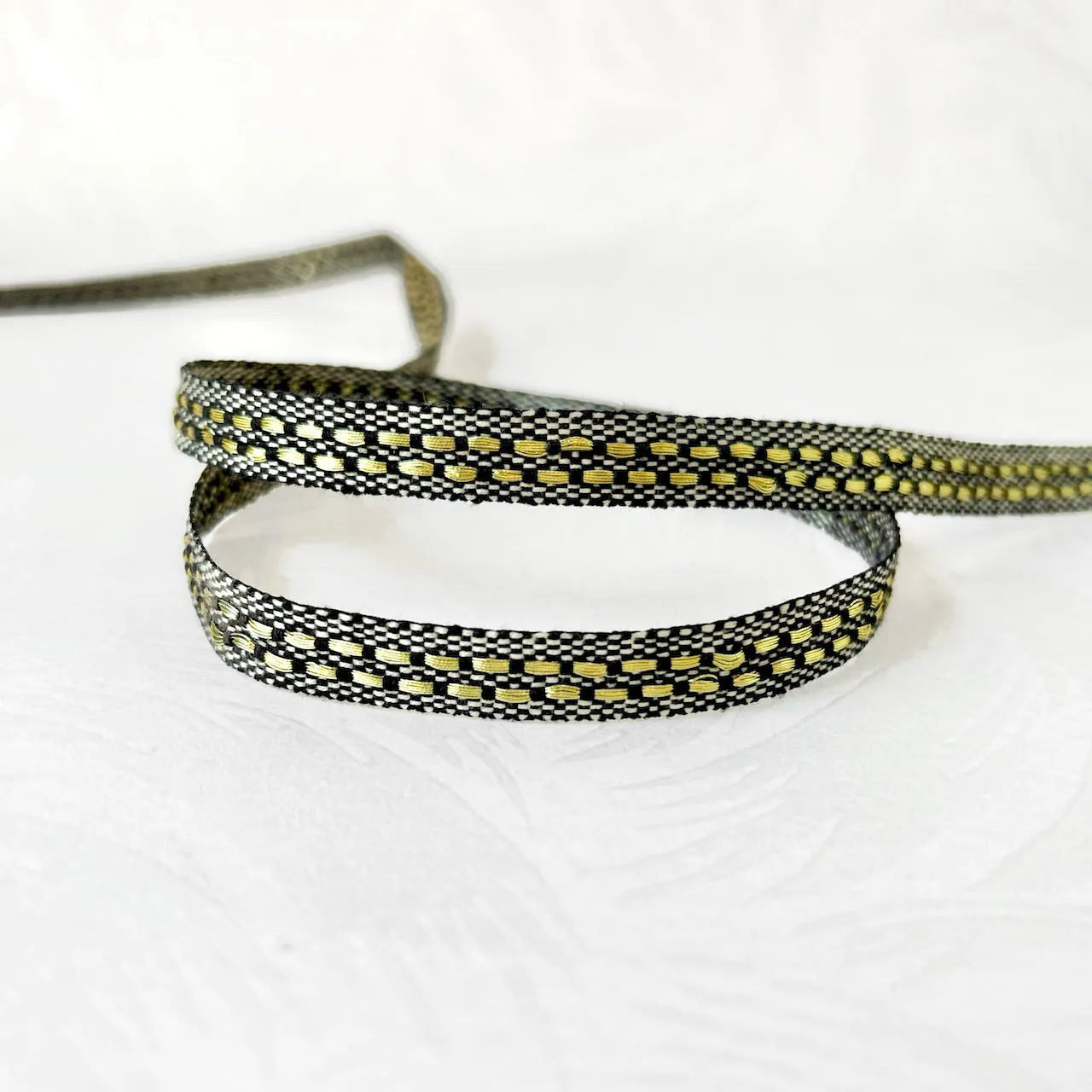 Basket Weave Tape With Metallic Gold Dashes - Multiple Colorways