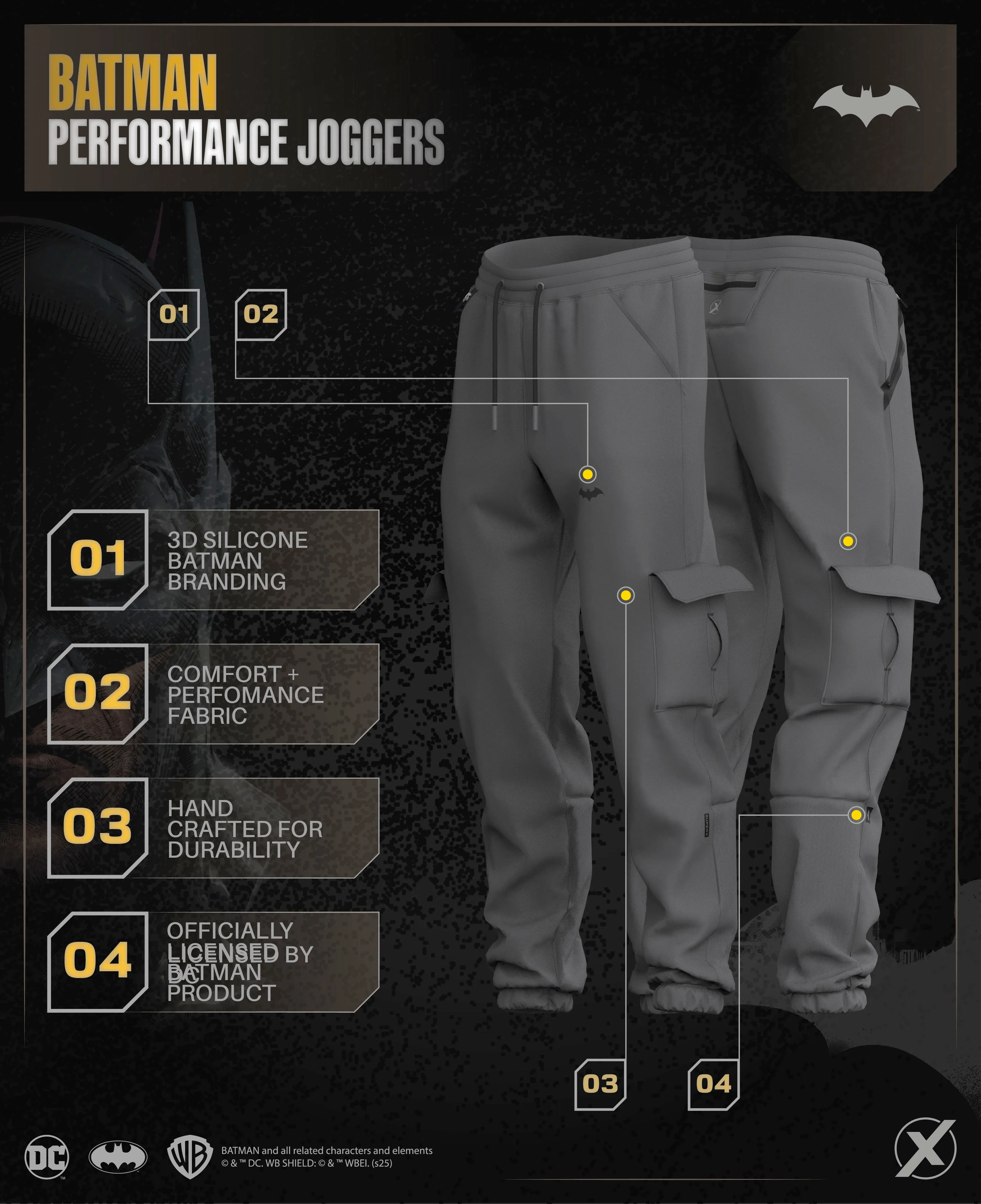 BATMAN Utility Cargo Performance Joggers - Arkham Black