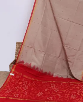 Beige uppada saree with unique buttas, contrast plain border & pallu of floral jaal designs