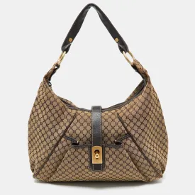 Beige/Brown Macadam Canvas and Leather Bag