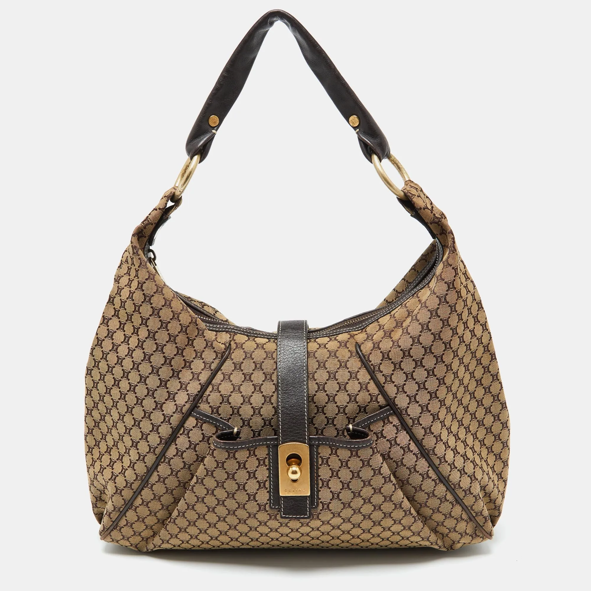 Beige/Brown Macadam Canvas and Leather Bag