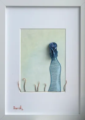 Blue Girl with Twirled Grass