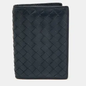 Blue Intrecciato Leather Card Case