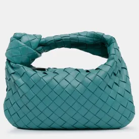 Blue Leather Mini Intrecciato Jodie Top Handle Bag