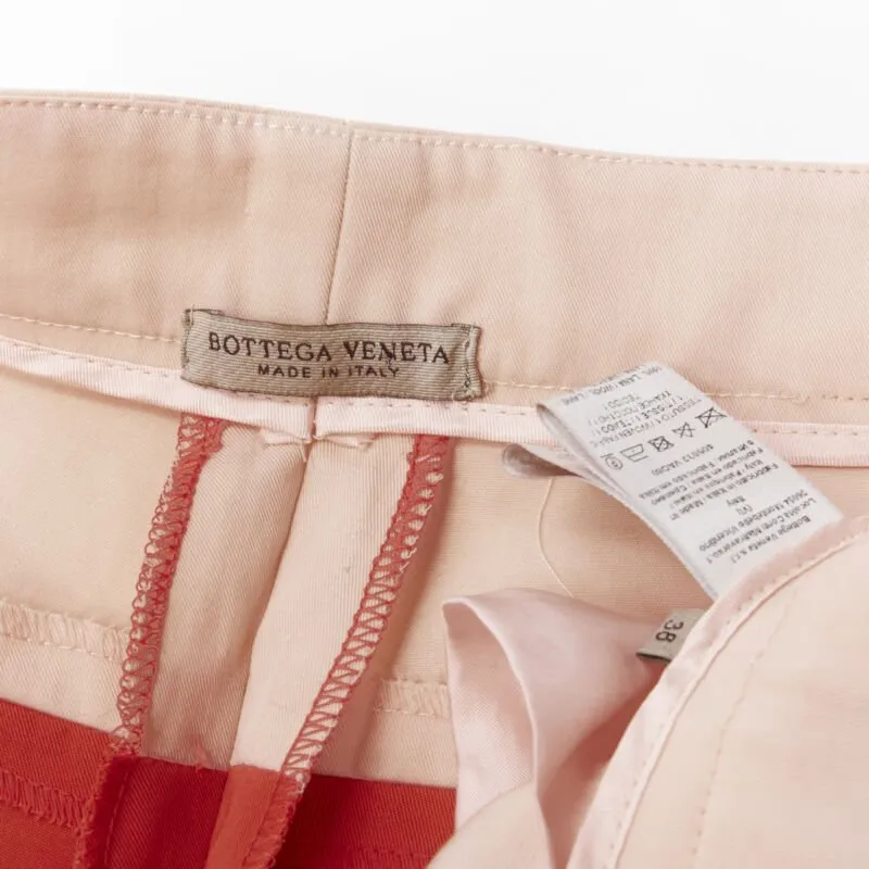BOTTEGA VENETA 100% wool nude beige red colorblocked wide leg pants IT38 XS