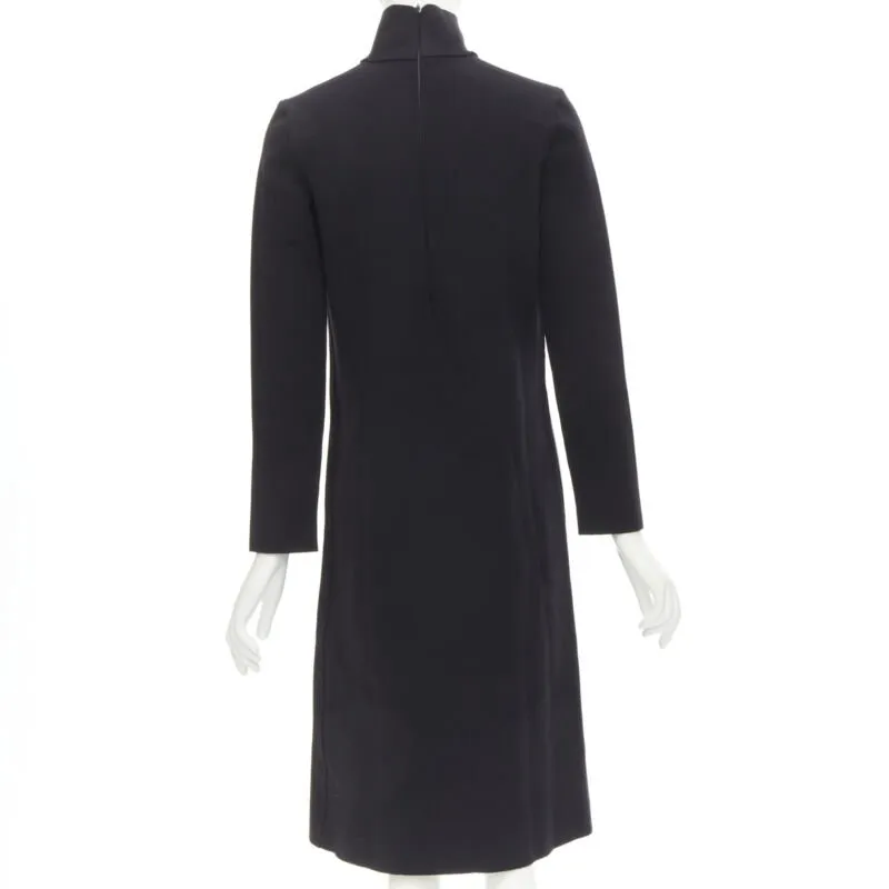 BOTTEGA VENETA 2019 Runway black thick wool blend cut out collar dress IT38 XS