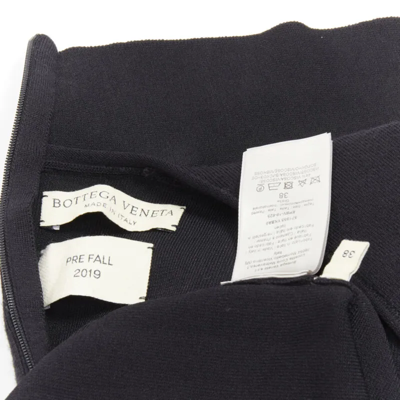 BOTTEGA VENETA 2019 Runway black thick wool blend cut out collar dress IT38 XS