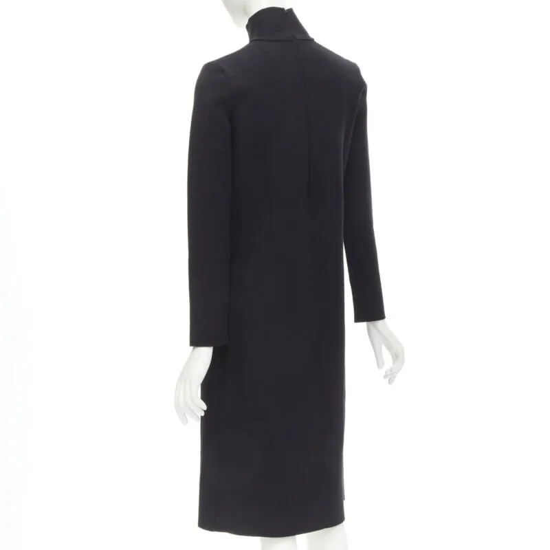BOTTEGA VENETA 2019 Runway black thick wool blend cut out collar dress IT38 XS