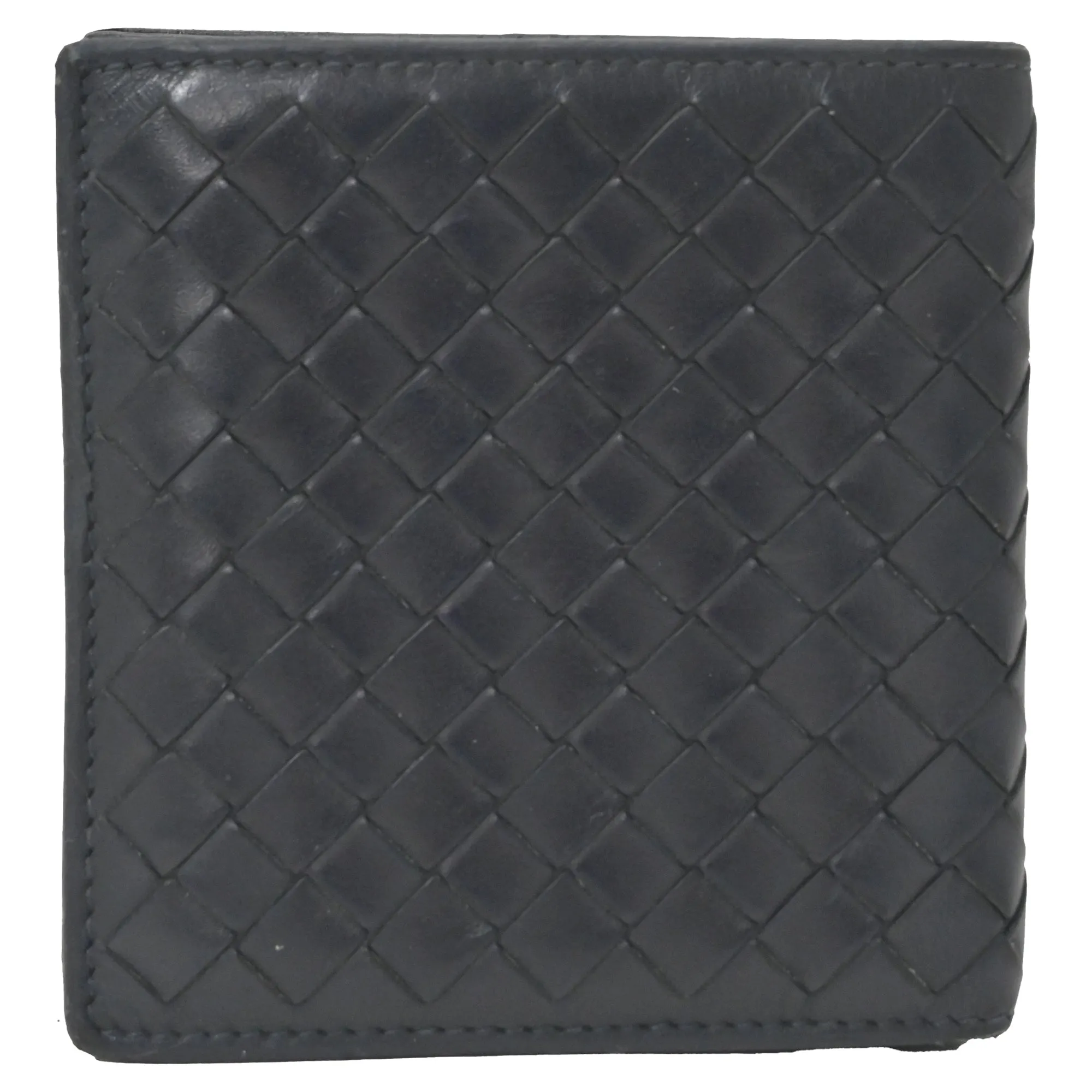 Bottega Veneta Bi-Fold Wallet in Black Intrecciato Leather