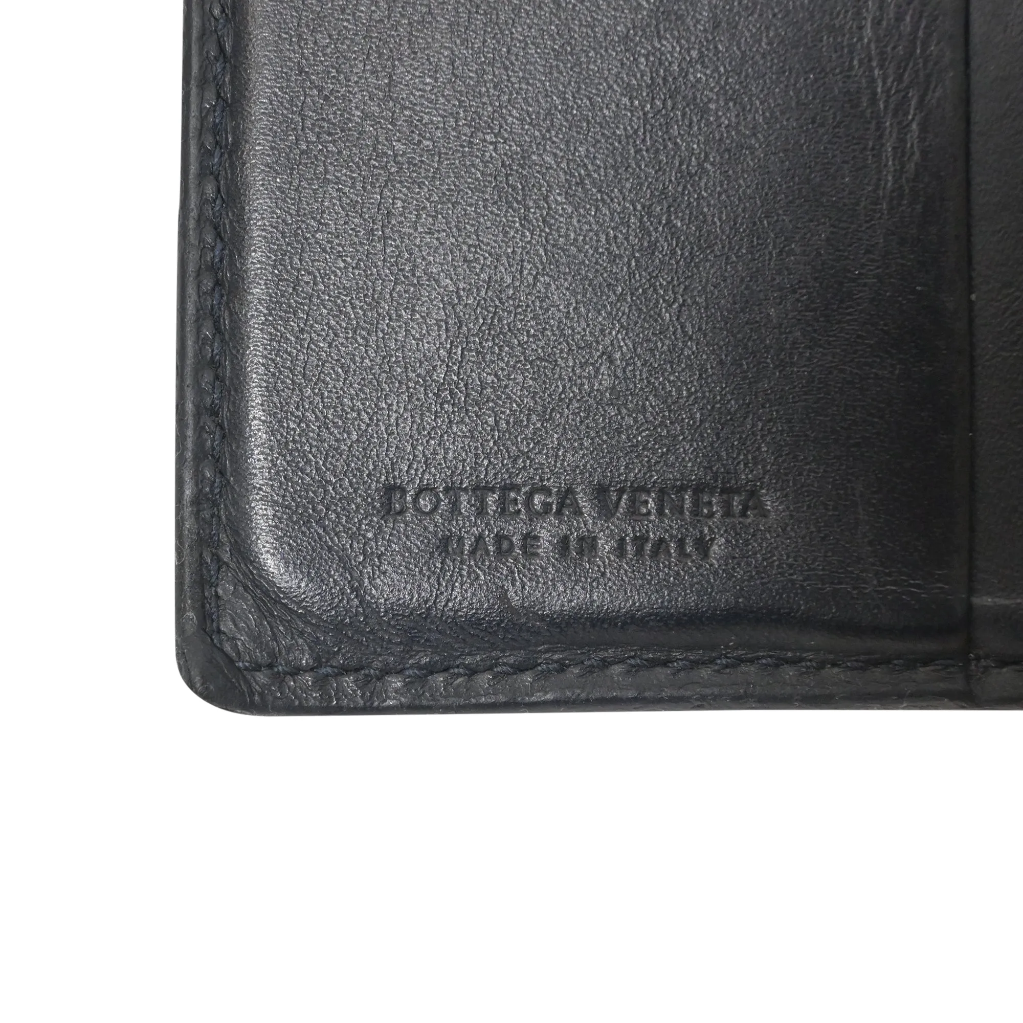 Bottega Veneta Bi-Fold Wallet in Black Intrecciato Leather