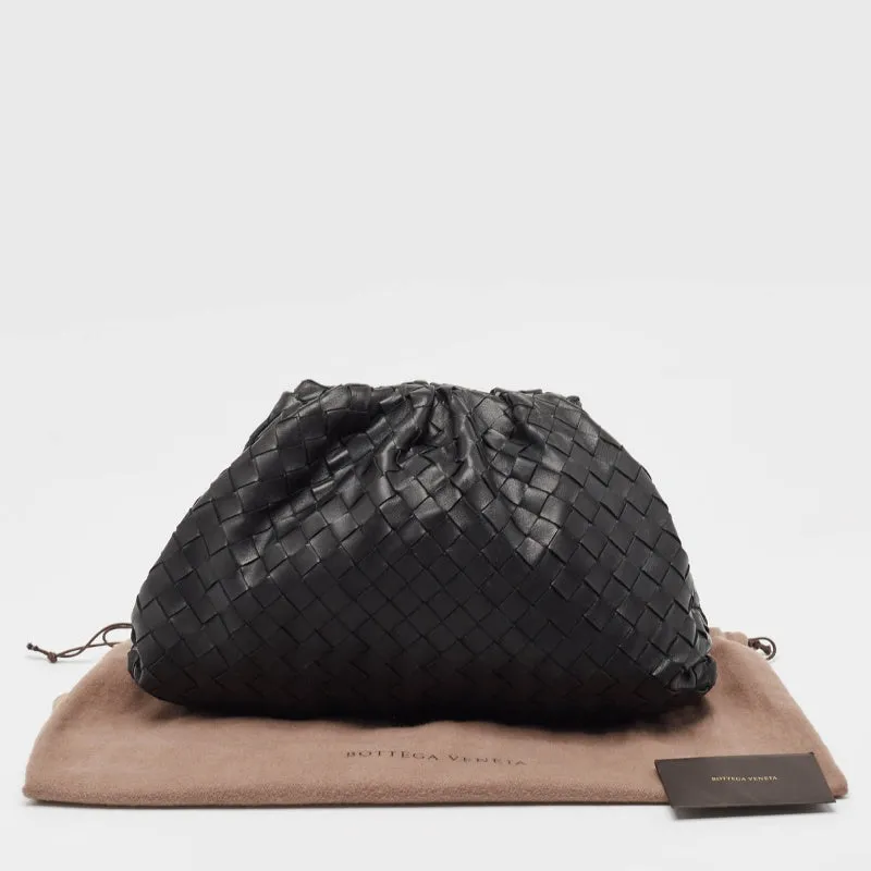 BOTTEGA VENETA Black Intrecciato Leather The Pouch Clutch