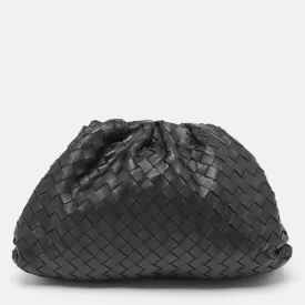 BOTTEGA VENETA Black Intrecciato Leather The Pouch Clutch
