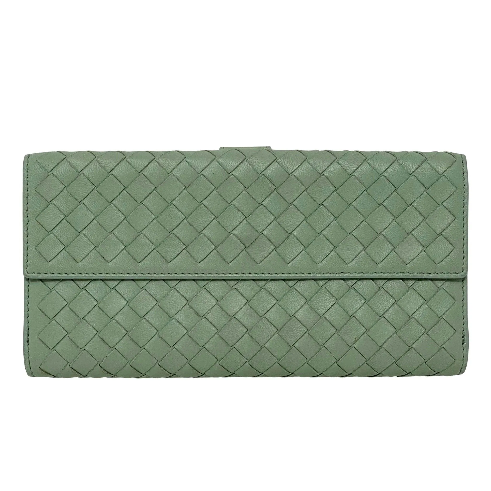Bottega Veneta Green Nappa Intrecciato Long Wallet