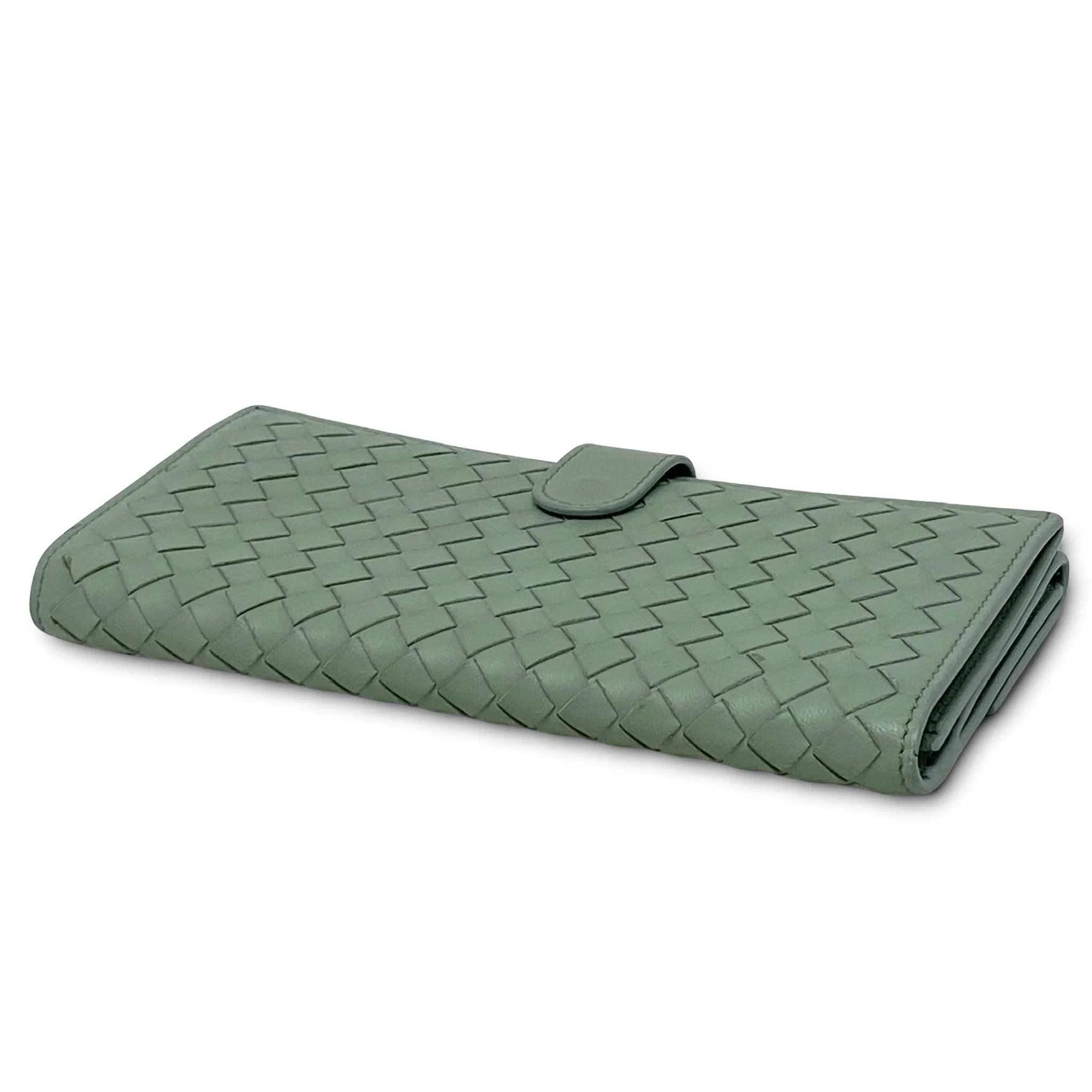 Bottega Veneta Green Nappa Intrecciato Long Wallet