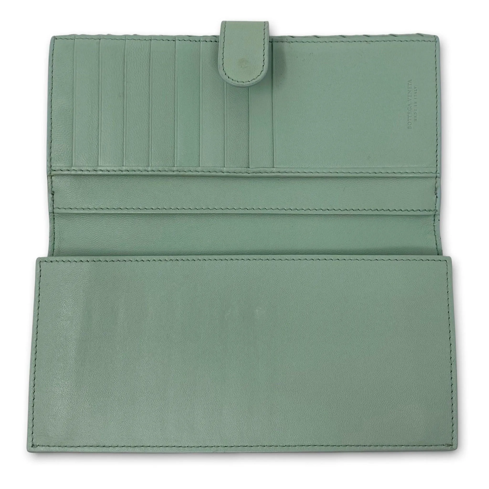 Bottega Veneta Green Nappa Intrecciato Long Wallet