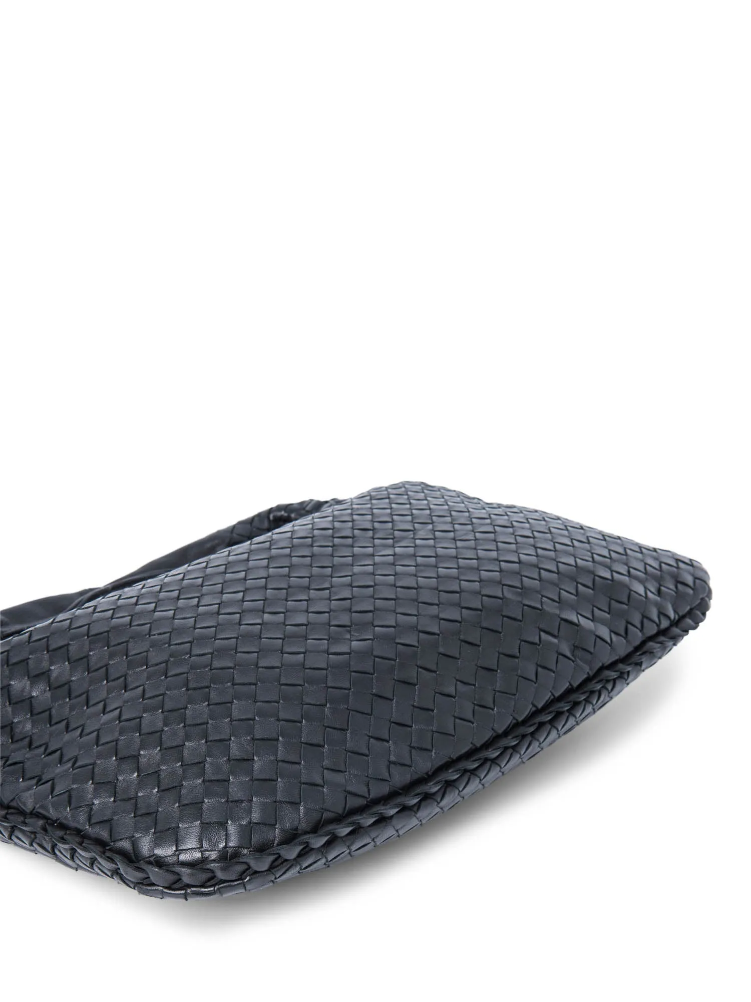 Bottega Veneta Intrecciato Leather Top Handle Hop Bag Black