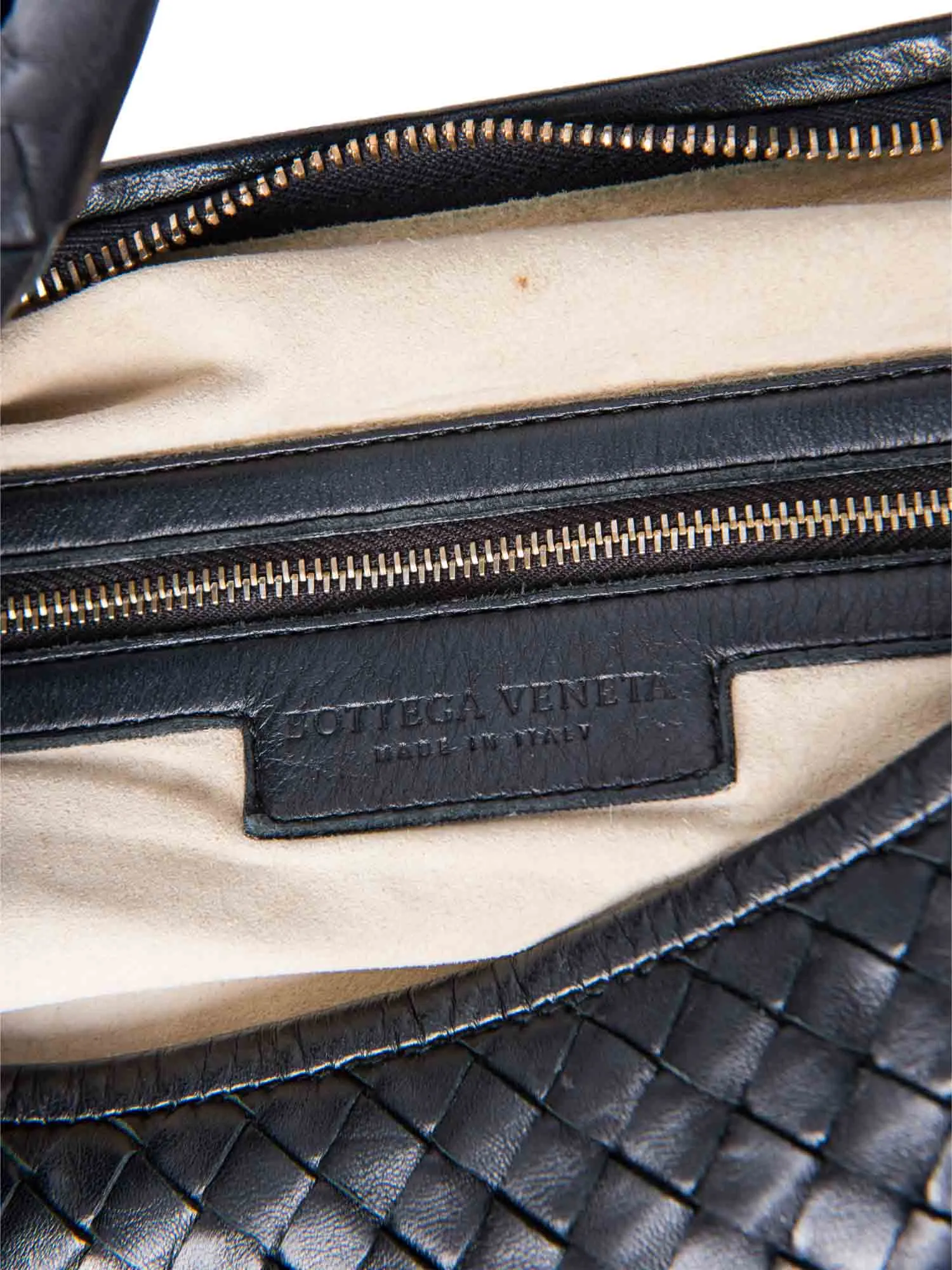 Bottega Veneta Intrecciato Leather Top Handle Hop Bag Black