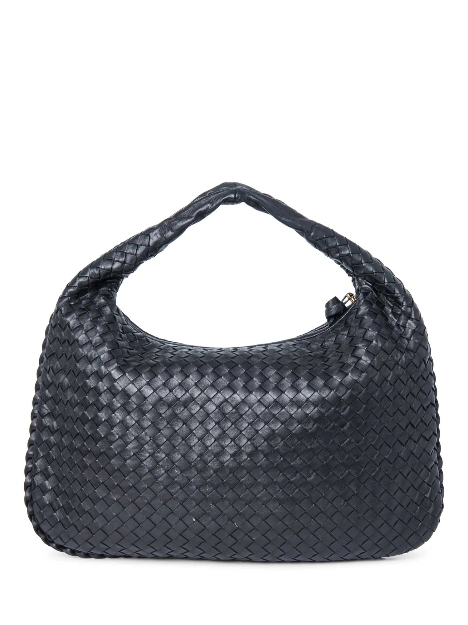 Bottega Veneta Intrecciato Leather Top Handle Hop Bag Black