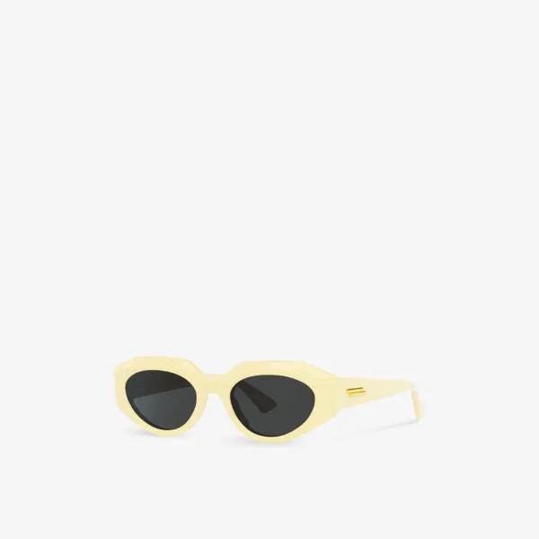 Bottega Veneta Oval Acetate Frame Sunglasses BV1031S Yellow
