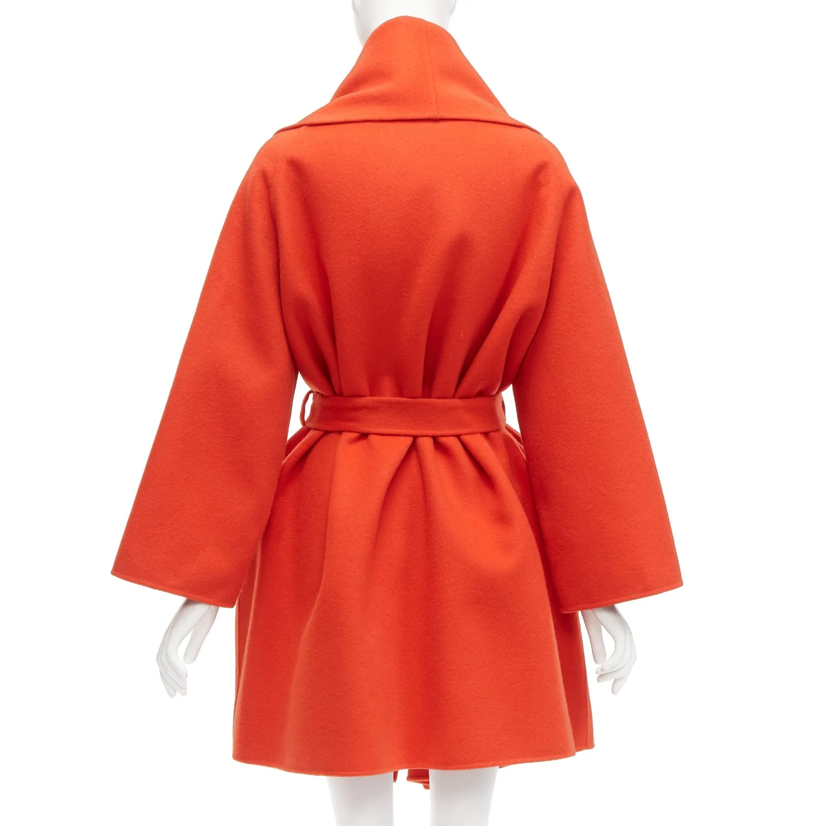 BOTTEGA VENETA red 100% double face cashmere shawl collar belted coat IT38 XS