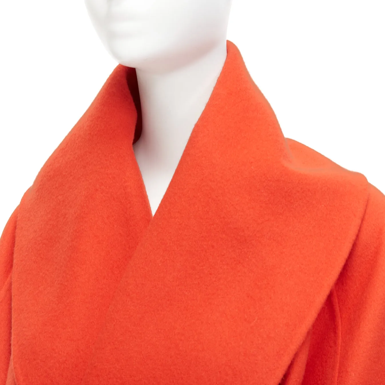 BOTTEGA VENETA red 100% double face cashmere shawl collar belted coat IT38 XS