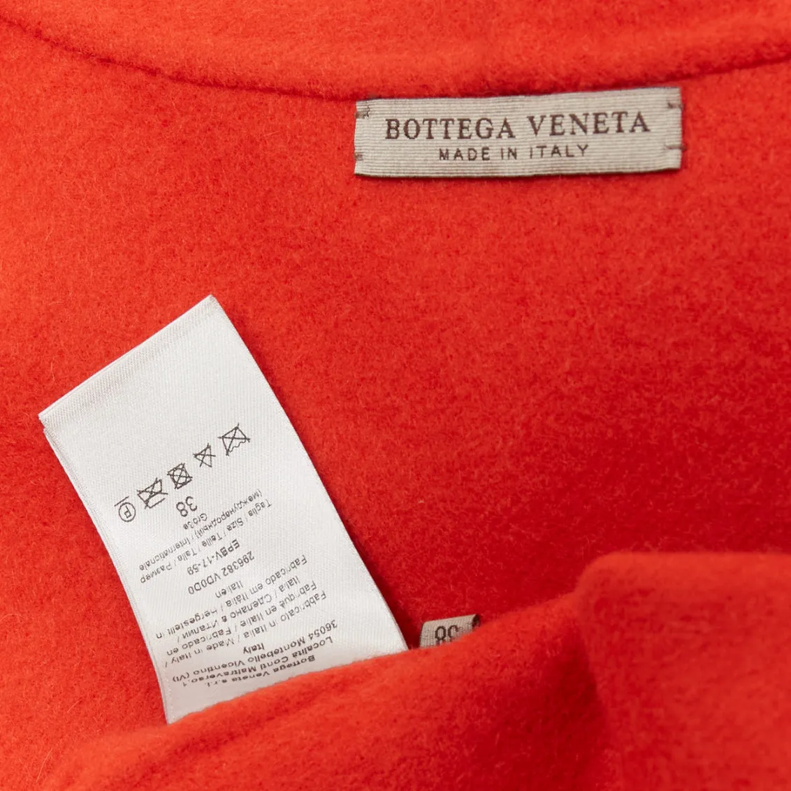 BOTTEGA VENETA red 100% double face cashmere shawl collar belted coat IT38 XS