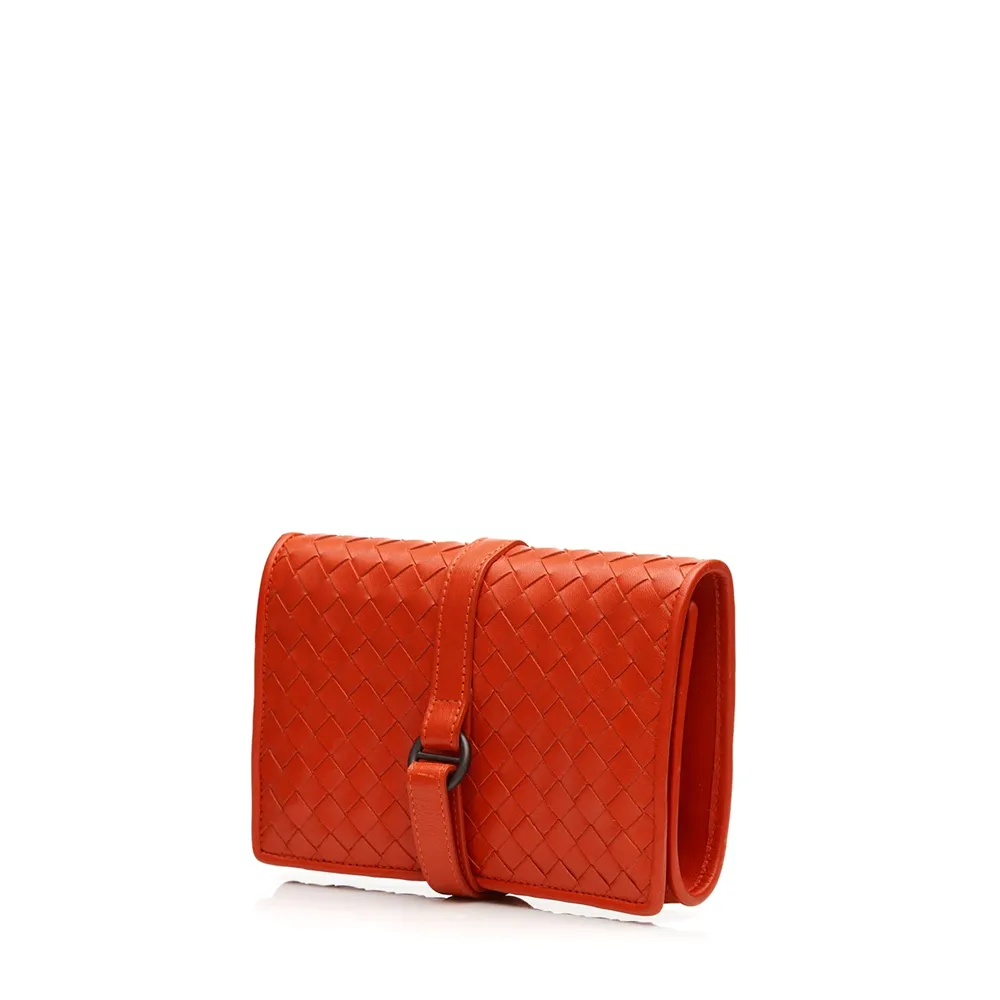 BOTTEGA VENETA Red Intrecciato Leather Wallet