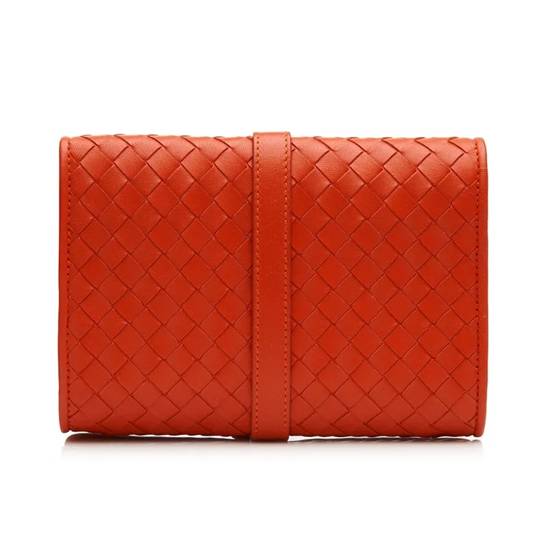 BOTTEGA VENETA Red Intrecciato Leather Wallet