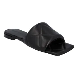 Bottega Veneta Women Rubber Lido Flat Sandal in Black Lambskin
