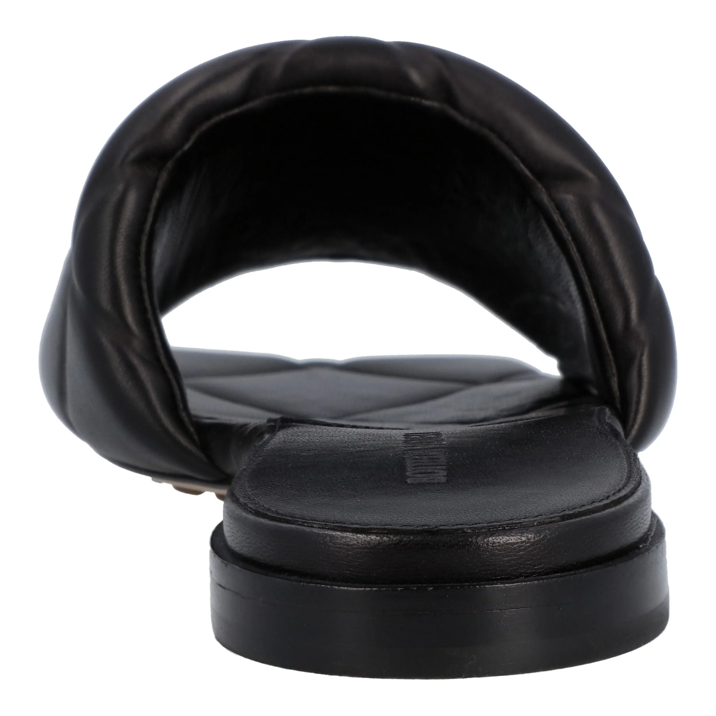 Bottega Veneta Women Rubber Lido Flat Sandal in Black Lambskin