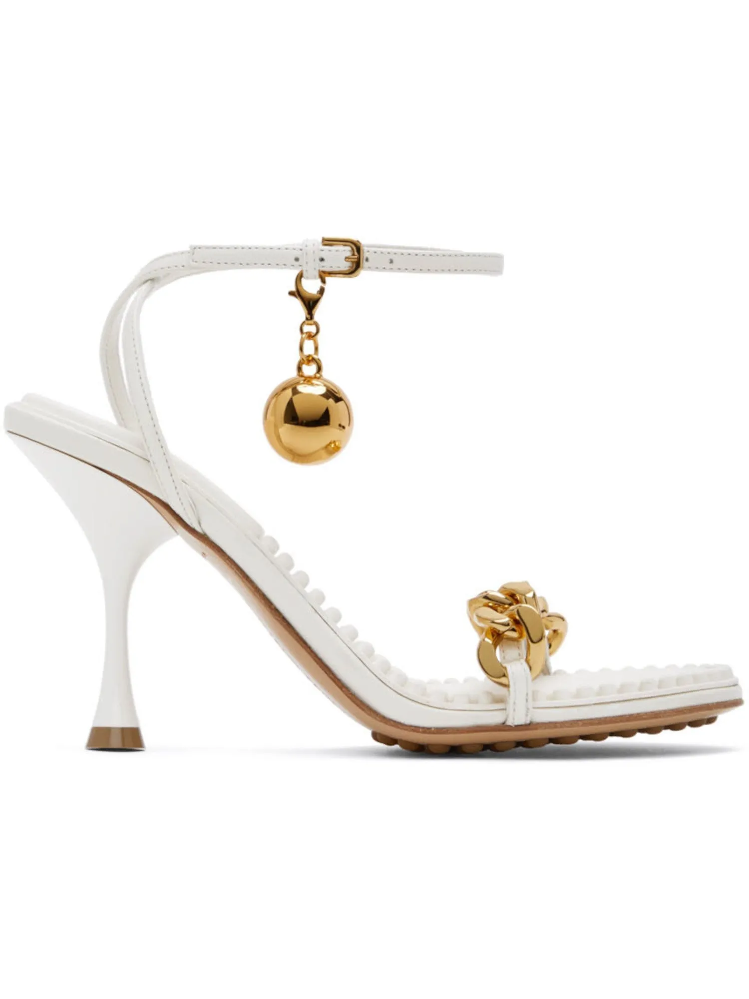 BOTTEGA VENETA Womens Ivory Embellished Adjustable Open Toe Stiletto Buckle Dress Heeled