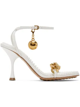 BOTTEGA VENETA Womens Ivory Embellished Adjustable Open Toe Stiletto Buckle Dress Heeled